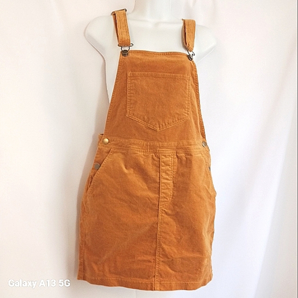 Forever 21 Women's Mustard Yellow Corduroy Overall Dress Sz M - Picture 3 of 9